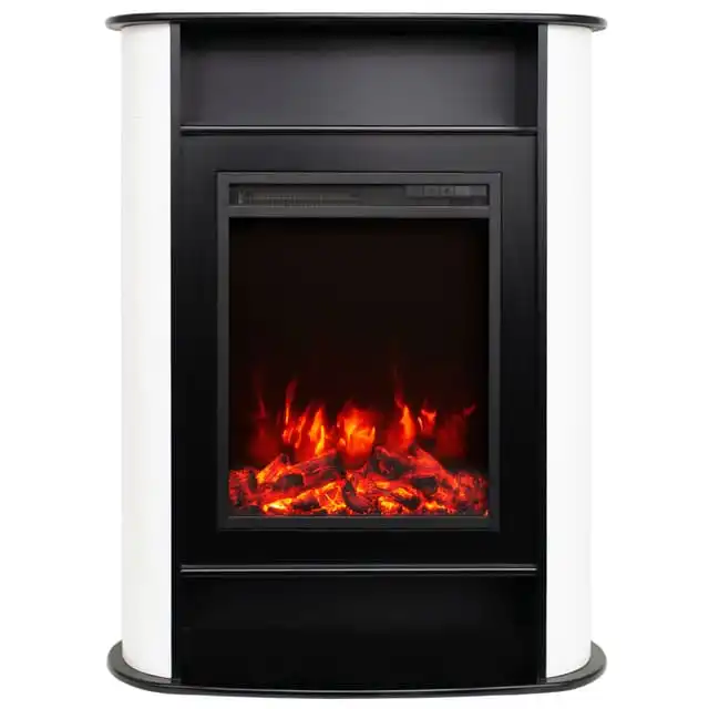 Sähkötakka Ravenna 750/1500W – 84 x 33 x 111 cm, LED-liekki, valkoinen