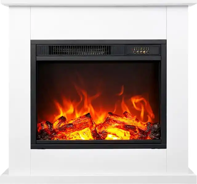 Sähkötakka Verona 750/1500W – 64,5 x 23,5 x 74 cm, LED-liekki, valkoinen