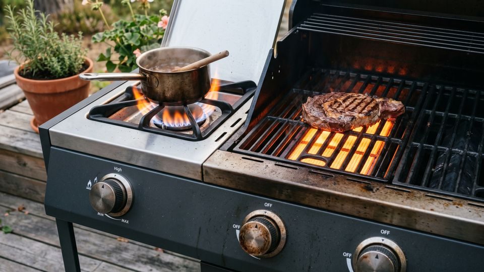 Kaasugrillin sivupoltin ja infrapuna